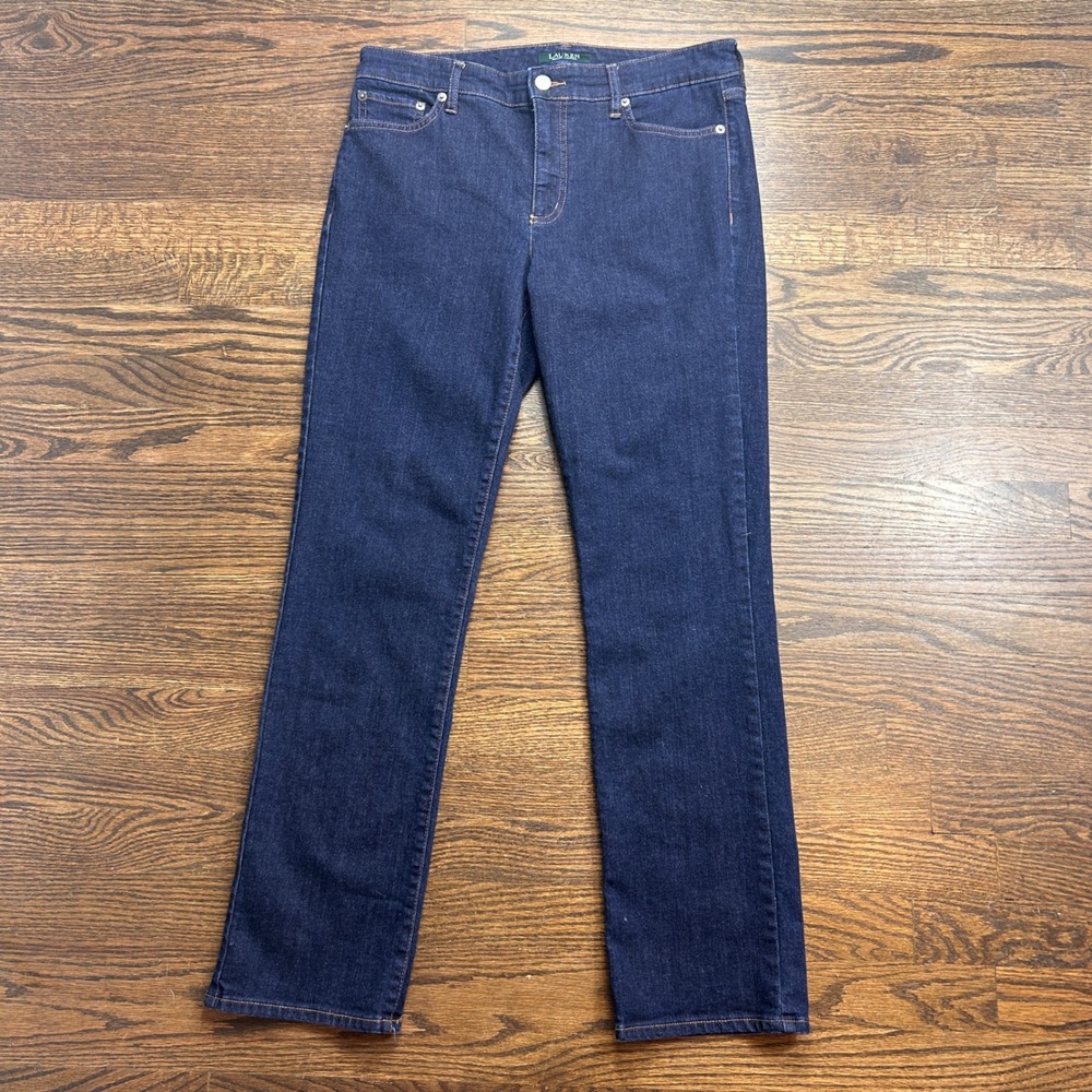 Lauren Ralph Lauren Premier Straight Jeans Womens Size 8 Dark Wash Indigo Blue